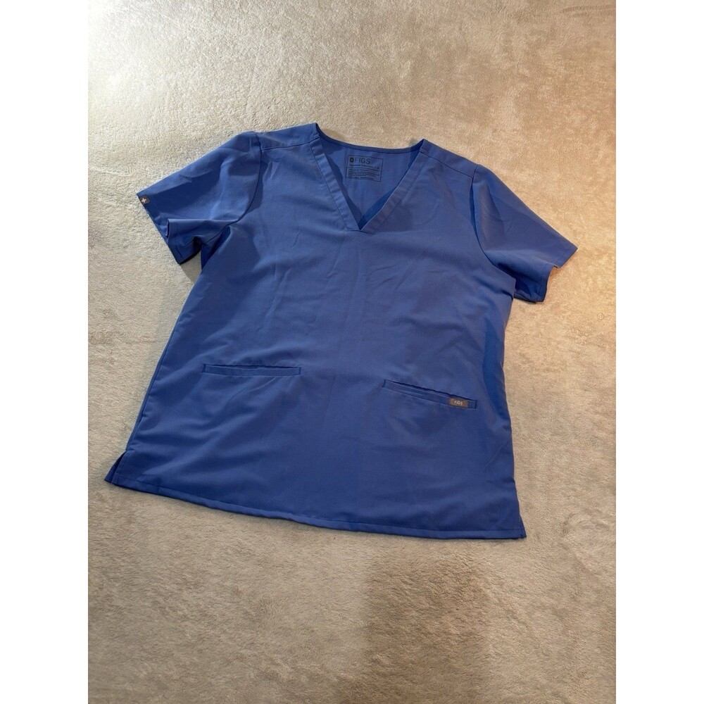 FIGS Casma Three-Pocket Scrub Top Womens Ceil Blue XL Nurse
